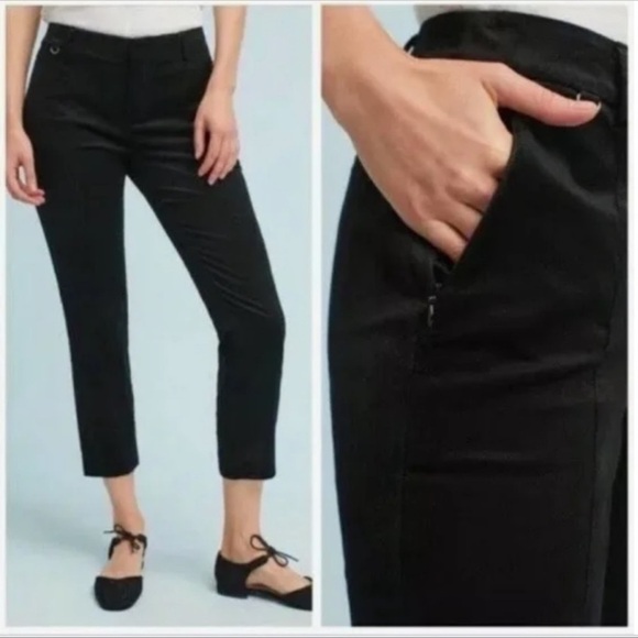 Anthropologie Pants - Anthropologie The Essential Slim‎ Pants Ankle Zip Black 8